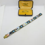 Norway Sterling Silver Guilloche Enamel Polar Bear, Reindeer Bracelet Antique