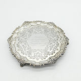 Victorian Sterling Silver Floral Pattern Presentation Salver Antique 1860 London