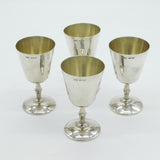 Set of Four Sterling Silver Liqueur or Wine Goblets Vintage 1970 Birmingham