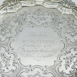 Victorian Sterling Silver Floral Pattern Presentation Salver Antique 1860 London