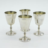 Set of Four Sterling Silver Liqueur or Wine Goblets Vintage 1970 Birmingham