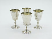 Set of Four Sterling Silver Liqueur or Wine Goblets Vintage 1970 Birmingham