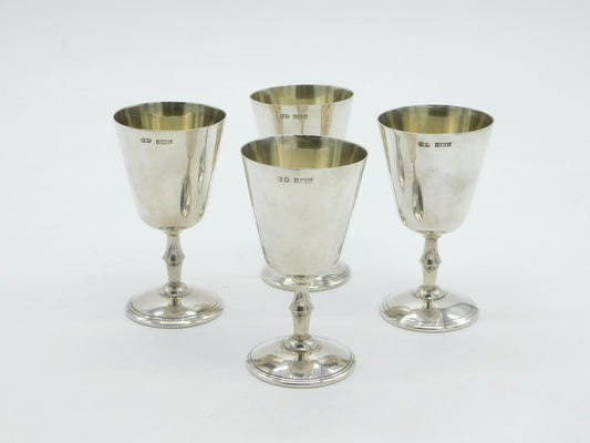 Set of Four Sterling Silver Liqueur or Wine Goblets Vintage 1970 Birmingham