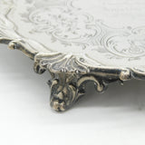 Victorian Sterling Silver Floral Pattern Presentation Salver Antique 1860 London