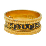 George III 18ct Yellow Gold Black Enamel Mourning Ring Antique 1790 London