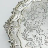 Victorian Sterling Silver Floral Pattern Presentation Salver Antique 1860 London