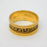 George III 18ct Yellow Gold Black Enamel Mourning Ring Antique 1790 London