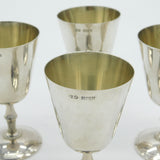 Set of Four Sterling Silver Liqueur or Wine Goblets Vintage 1970 Birmingham