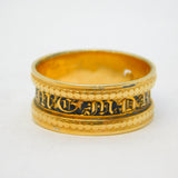 George III 18ct Yellow Gold Black Enamel Mourning Ring Antique 1790 London