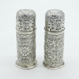 Victorian Pair of Sterling Silver Floral Pattern Sugar Casters Antique 1887 Birmingham