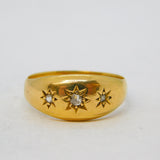 Art Deco 18ct Yellow Gold & Diamond Set Gypsy Ring Antique 1915 Chester