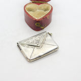 Edwardian Sterling Silver Floral Pattern Stamp Case Fob Envelope 1907 Birmingham