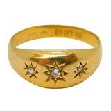 Art Deco 18ct Yellow Gold & Diamond Set Gypsy Ring Antique 1915 Chester
