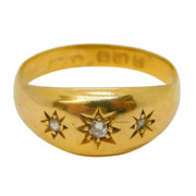 Art Deco 18ct Yellow Gold & Diamond Set Gypsy Ring Antique 1915 Chester