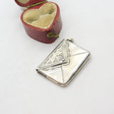 Edwardian Sterling Silver Floral Pattern Stamp Case Fob Envelope 1907 Birmingham