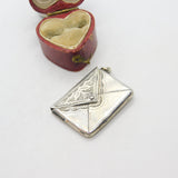 Edwardian Sterling Silver Floral Pattern Stamp Case Fob Envelope 1907 Birmingham
