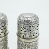 Victorian Pair of Sterling Silver Floral Pattern Sugar Casters Antique 1887 Birmingham