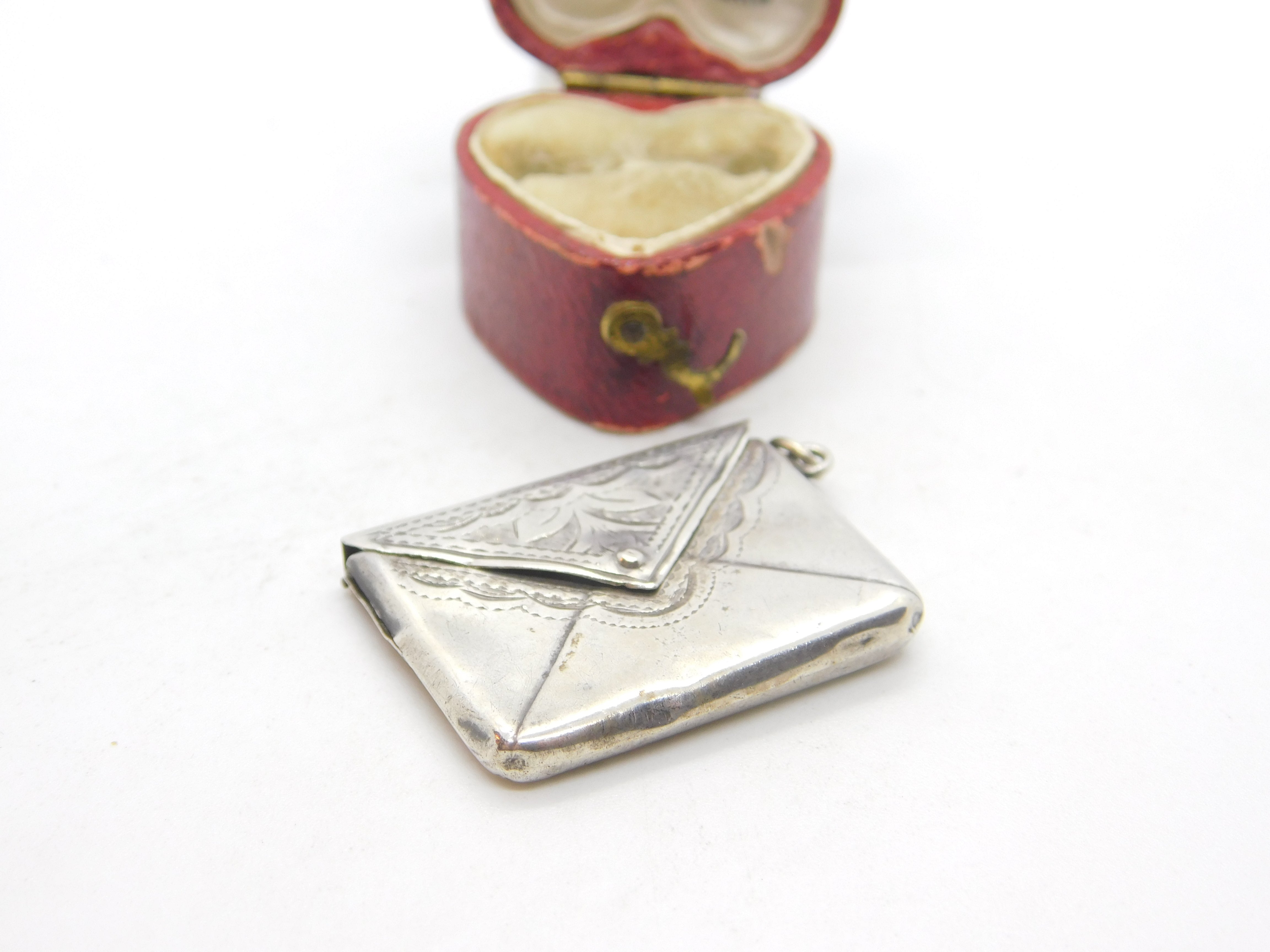 Edwardian Sterling Silver Floral Pattern Stamp Case Fob Envelope 1907 Birmingham