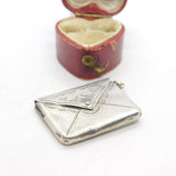 Edwardian Sterling Silver Floral Pattern Stamp Case Fob Envelope 1907 Birmingham