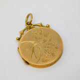 Victorian 9ct Gold Back & Front Aesthetic Swallow Locket Pendant Antique c1880