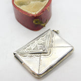 Edwardian Sterling Silver Floral Pattern Stamp Case Fob Envelope 1907 Birmingham