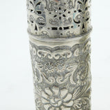 Victorian Pair of Sterling Silver Floral Pattern Sugar Casters Antique 1887 Birmingham