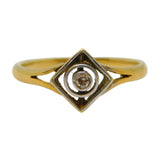 Victorian 18ct Yellow Gold & Collet Set Diamond Dress Ring Antique c1890s