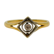 Victorian 18ct Yellow Gold & Collet Set Diamond Dress Ring Antique c1890s