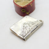 Edwardian Sterling Silver Floral Pattern Stamp Case Fob Envelope 1907 Birmingham