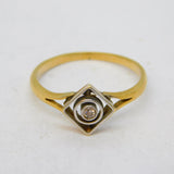 Victorian 18ct Yellow Gold & Collet Set Diamond Dress Ring Antique c1890s
