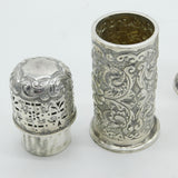 Victorian Pair of Sterling Silver Floral Pattern Sugar Casters Antique 1887 Birmingham