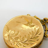 Victorian 9ct Gold Back & Front Aesthetic Swallow Locket Pendant Antique c1880