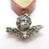 Victorian Sterling Silver Winged Cherub Sweetheart Brooch Antique c1860