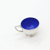 Sterling Silver & Blue Enamel Small Teacup 1934 Birmingham Hukin & Heath