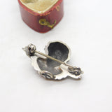 Victorian Sterling Silver Winged Cherub Sweetheart Brooch Antique c1860