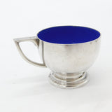 Sterling Silver & Blue Enamel Small Teacup 1934 Birmingham Hukin & Heath