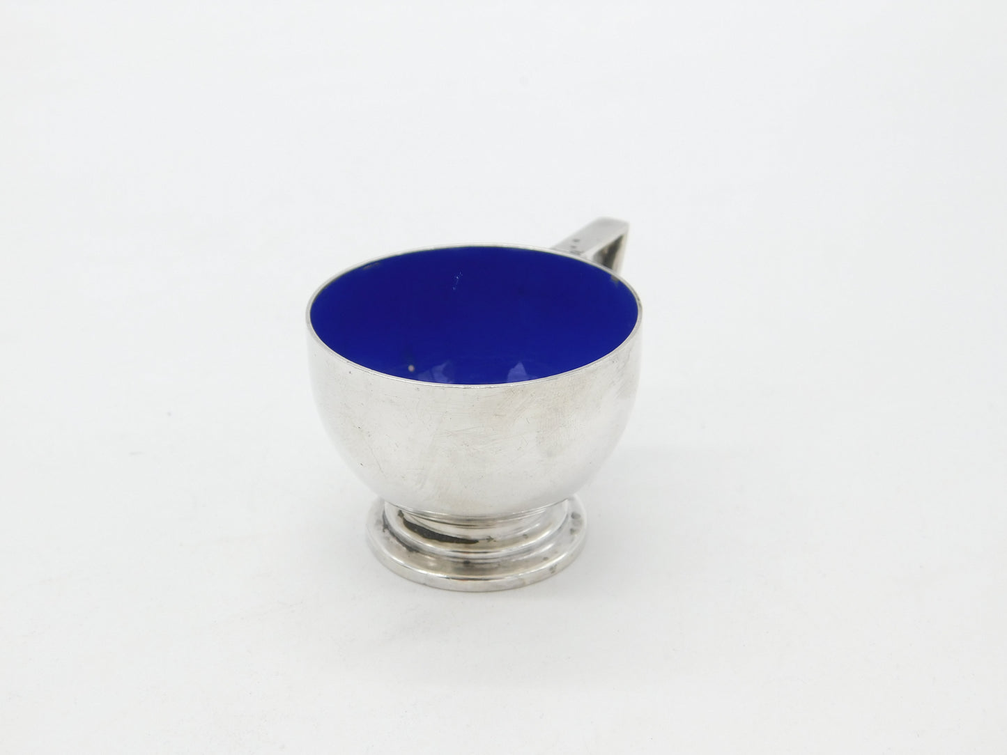 Sterling Silver & Blue Enamel Small Teacup 1934 Birmingham Hukin & Heath