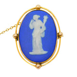 Regency Period 9ct Gold Mounted Wedgwood Jasperware Cameo Brooch Antique