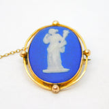 Regency Period 9ct Gold Mounted Wedgwood Jasperware Cameo Brooch Antique