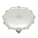Large Victorian Armorial Silver Salver Dish Antique