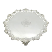 Victorian Large Sterling Silver Armorial Crested Salver Antique 1876 London