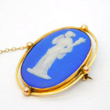 Regency Period 9ct Gold Mounted Wedgwood Jasperware Cameo Brooch Antique