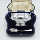Arts & Crafts Sterling Silver Planished Sugar Bowl Set Boxed Antique 1909 London