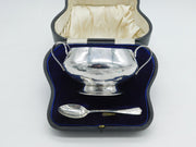 Arts & Crafts Sterling Silver Planished Sugar Bowl Set Boxed Antique 1909 London