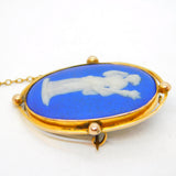 Regency Period 9ct Gold Mounted Wedgwood Jasperware Cameo Brooch Antique