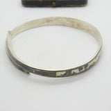 Victorian Eastern Sterling Silver Niello Enamel Snake Bangle Bracelet Antique