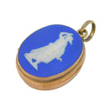 George III Rose Gold Wedgwood Cameo Set Double Locket Pendant Antique