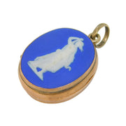 George III Rose Gold Wedgwood Cameo Set Double Locket Pendant Antique