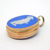 George III Rose Gold Wedgwood Cameo Set Double Locket Pendant Antique