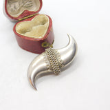 Victorian Sterling Silver Double Claw Form Brooch Antique c1860